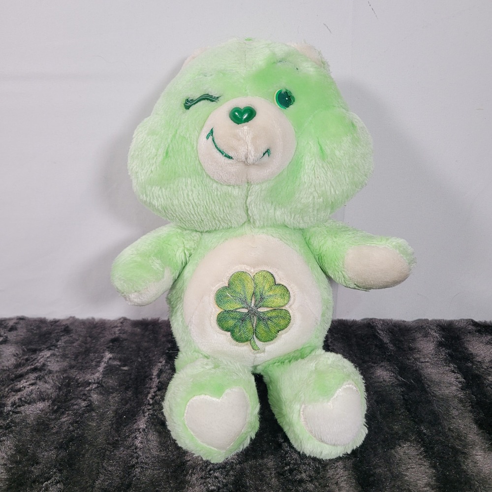 Vintage 1983 Care Bears Good Luck Bear Plush Kenner Green Winking 13 inch